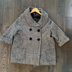Boutique Coat - Oversize Tweed - Adorable Collar- Medium